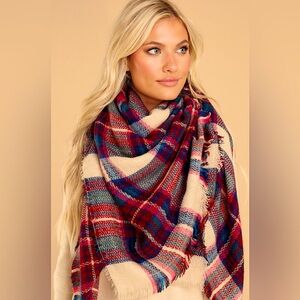 Red Dress Bonfire Chilled for the Day Plaid Scarf Red Dress Boutique Collection